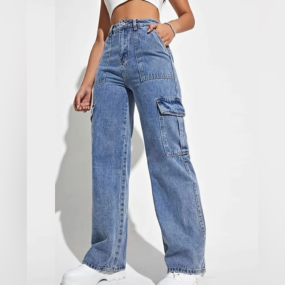 High Waisted Cargo Jeans